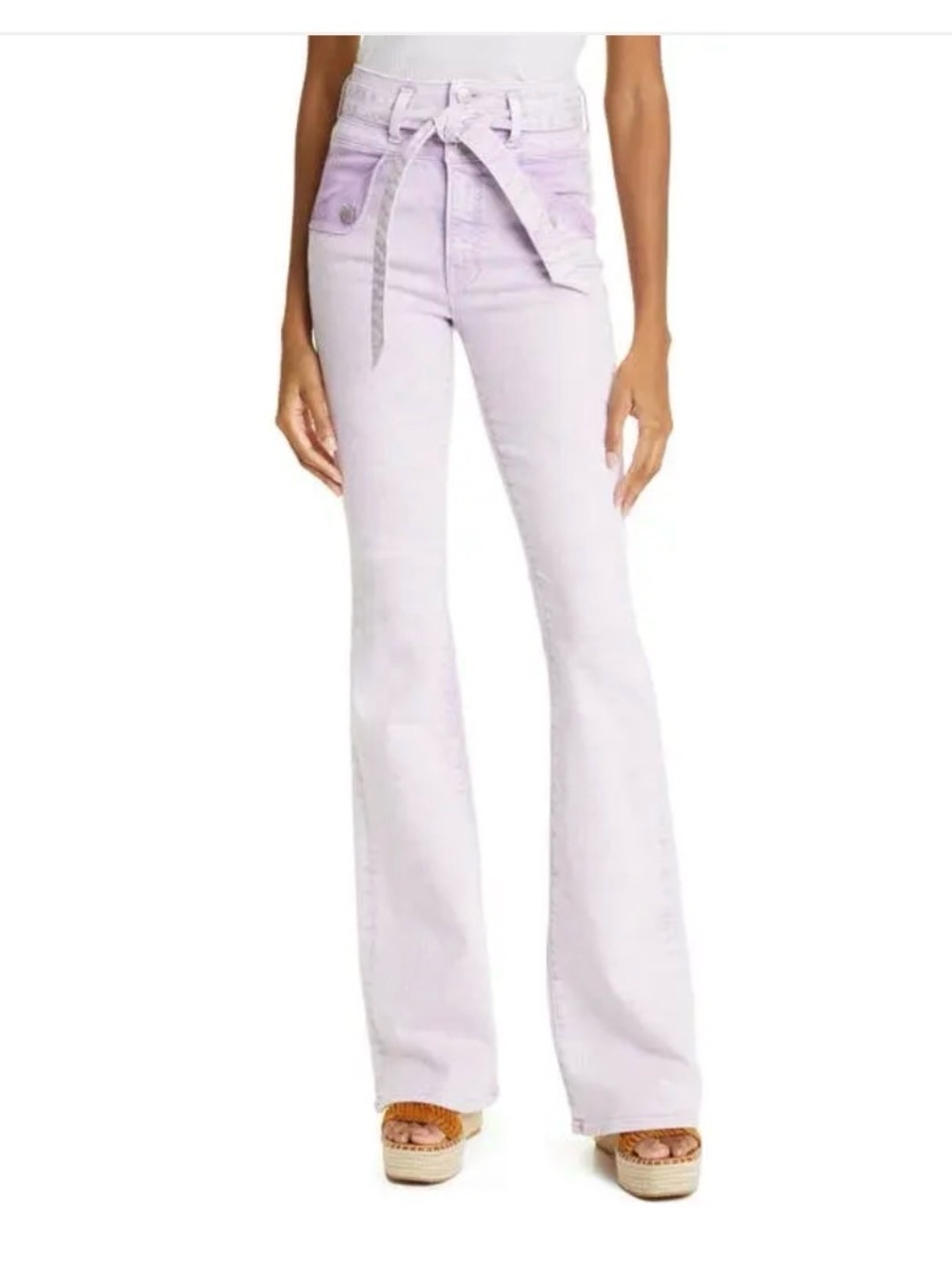 Veronica Beard Giselle Belted Extra High Rise Flare Jeans Violet  Women Size 29